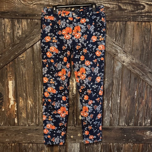 Love Nation Denim - Love Nation Floral Jeans - Navy and Orange